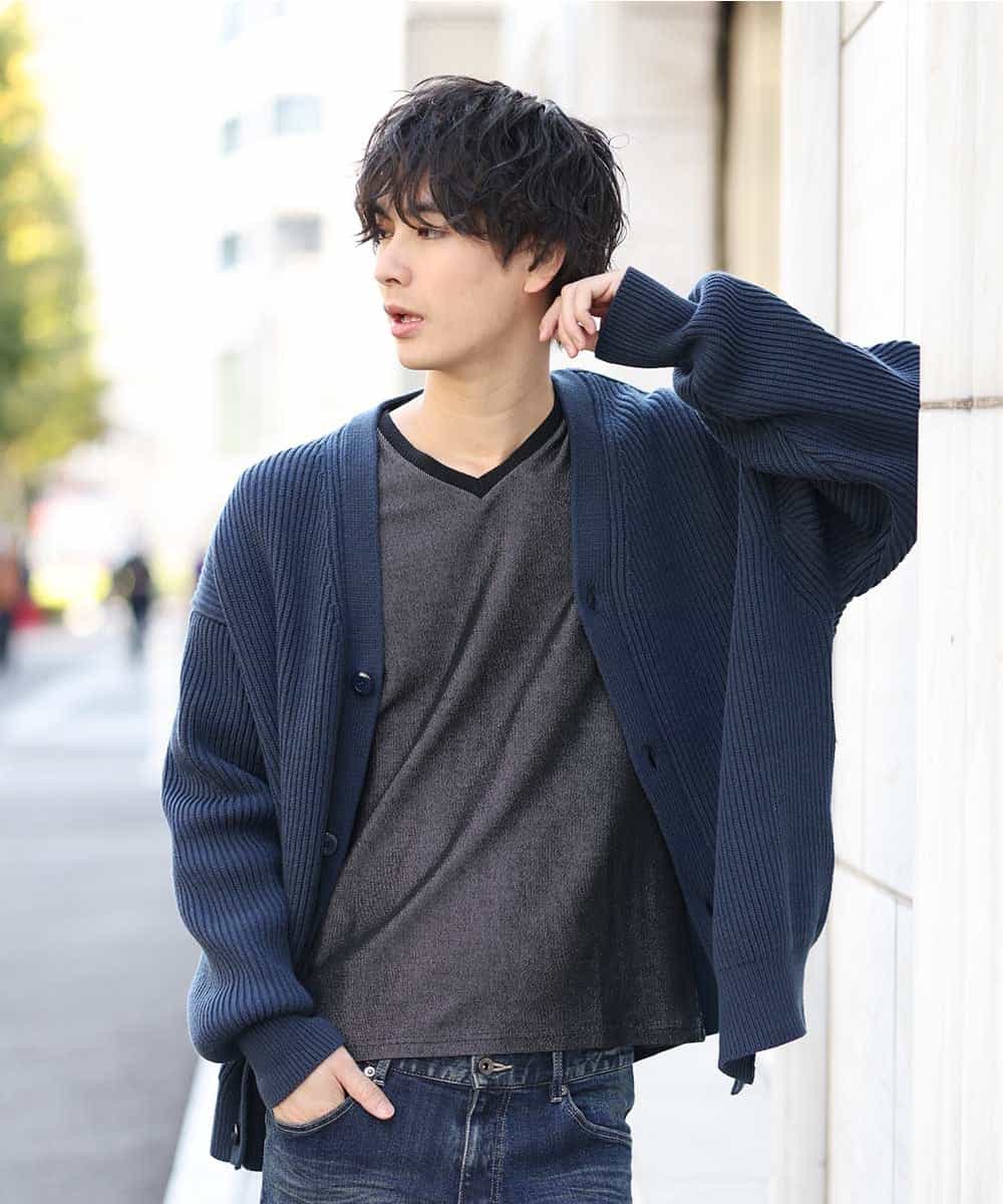 MKFCO10089 MK MICHEL KLEIN HOMME(MKミッシェルクランオム) バルーンシルエット / カーディガン ネイビー