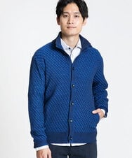 MKFCV50130 MK MICHEL KLEIN HOMME(MKミッシェルクランオム) スタンドカーディガン / ツイルへリンボン ブルー(55)