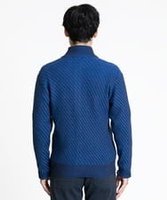 MKFCV50130 MK MICHEL KLEIN HOMME(MKミッシェルクランオム) スタンドカーディガン / ツイルへリンボン ブルー(55)