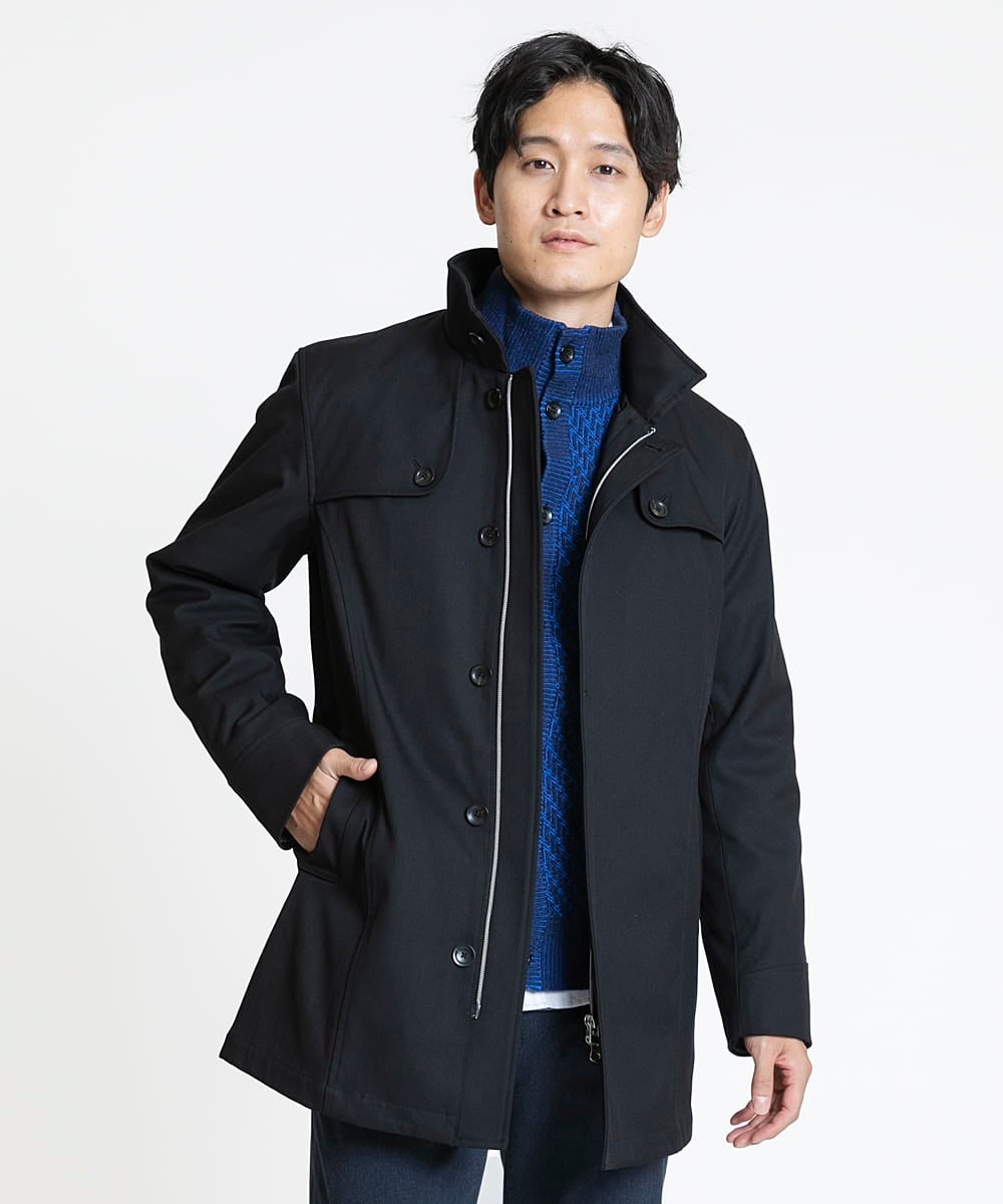 MKFCV50130 MK MICHEL KLEIN HOMME(MKミッシェルクランオム) スタンドカーディガン / ツイルへリンボン ブルー(55)