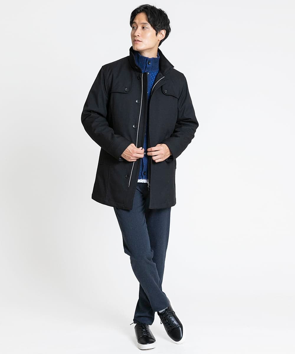 MKFCV50130 MK MICHEL KLEIN HOMME(MKミッシェルクランオム) スタンドカーディガン / ツイルへリンボン ブルー(55)