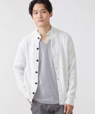 MKFCV50130 MK MICHEL KLEIN HOMME(MKミッシェルクランオム) スタンドカーディガン / ツイルへリンボン ライトグレー(91)
