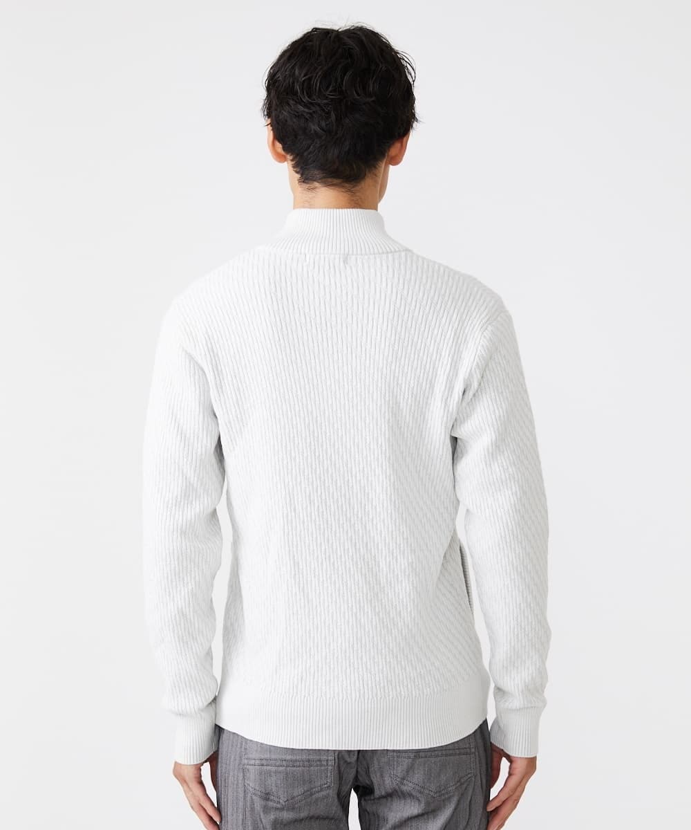 MKFCV50130 MK MICHEL KLEIN HOMME(MKミッシェルクランオム) スタンドカーディガン / ツイルへリンボン ライトグレー(91)