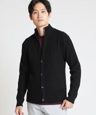 MKFCV50130 MK MICHEL KLEIN HOMME(MKミッシェルクランオム) スタンドカーディガン / ツイルへリンボン ブラック(94)