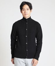 MKFCV50130 MK MICHEL KLEIN HOMME(MKミッシェルクランオム) スタンドカーディガン / ツイルへリンボン ブラック(94)