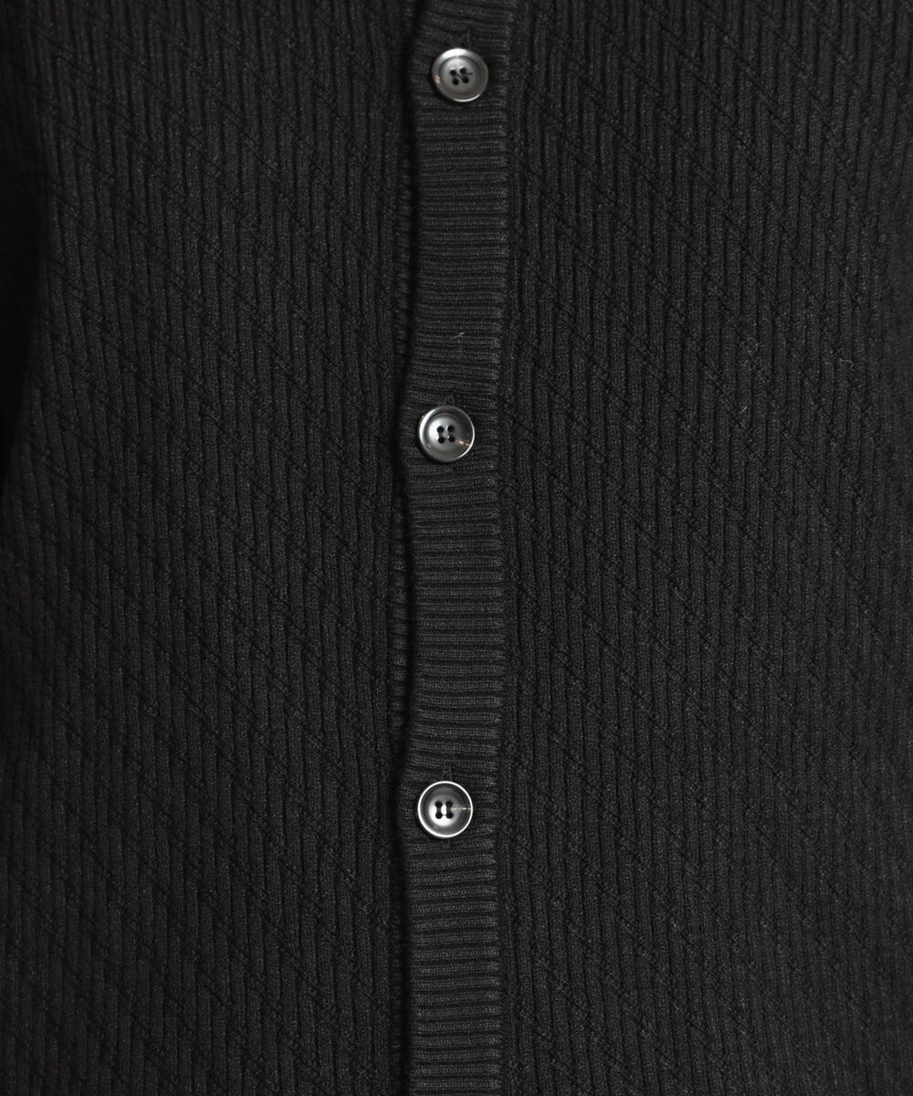 MKFCV50130 MK MICHEL KLEIN HOMME(MKミッシェルクランオム) スタンドカーディガン / ツイルへリンボン ブラック(94)