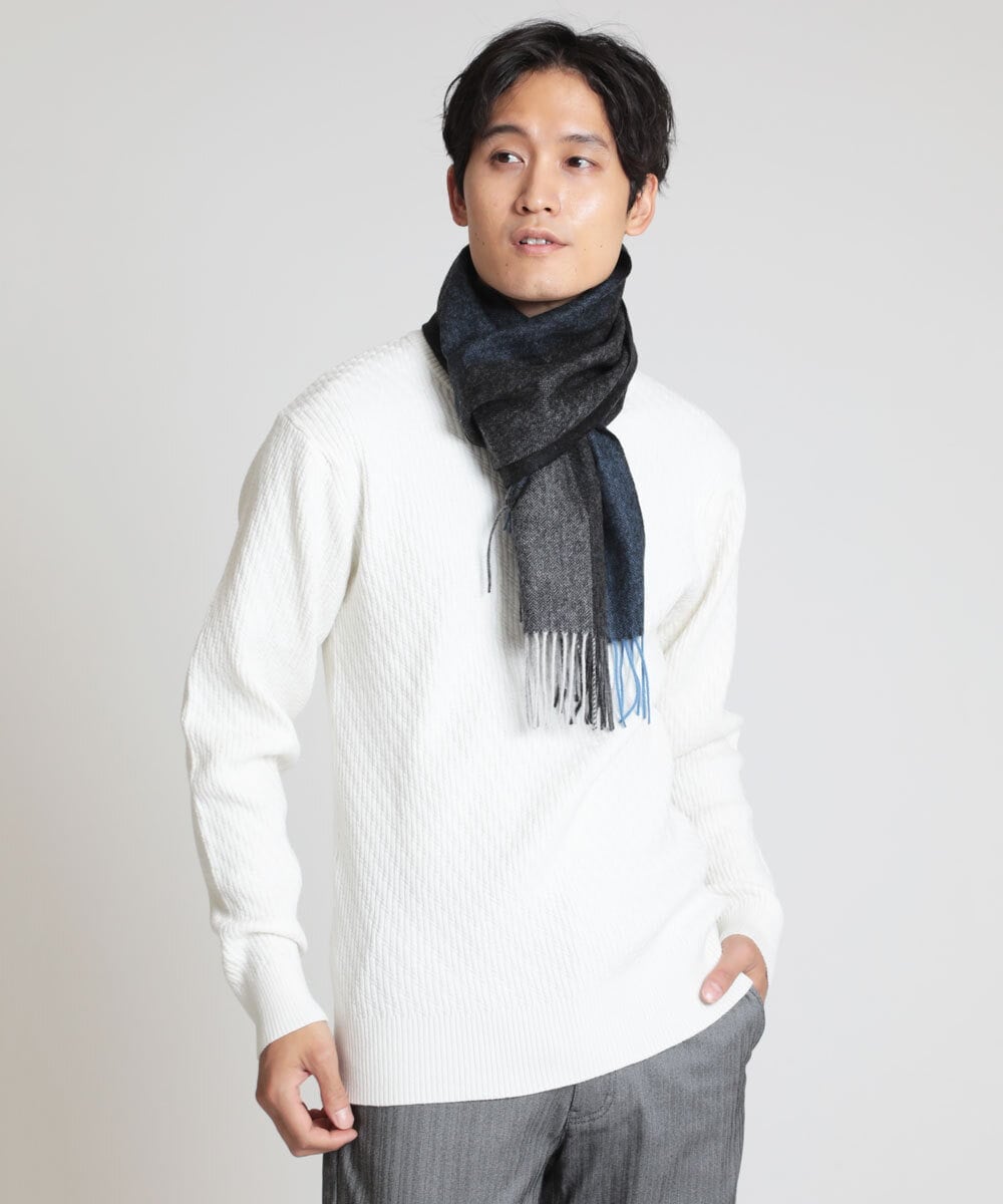 MKFCV60099 MK MICHEL KLEIN HOMME(MKミッシェルクランオム) Vネックニット / ツイルへリンボン ホワイト(90)
