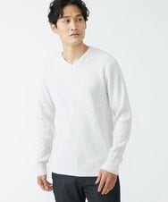 MKFCV60099 MK MICHEL KLEIN HOMME(MKミッシェルクランオム) Vネックニット / ツイルへリンボン ライトグレー(91)