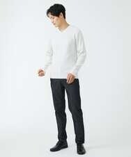 MKFCV60099 MK MICHEL KLEIN HOMME(MKミッシェルクランオム) Vネックニット / ツイルへリンボン ライトグレー(91)