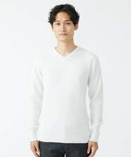 MKFCV60099 MK MICHEL KLEIN HOMME(MKミッシェルクランオム) Vネックニット / ツイルへリンボン ライトグレー(91)