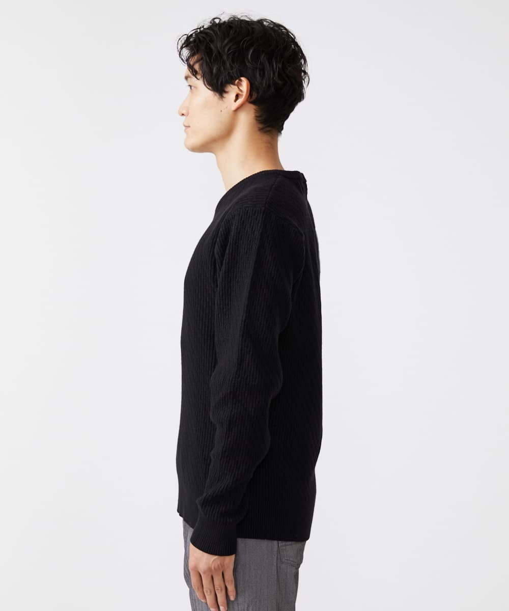 MKFCV60099 MK MICHEL KLEIN HOMME(MKミッシェルクランオム) Vネックニット / ツイルへリンボン ブラック(94)