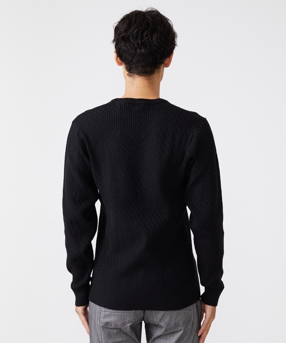 MKFCV60099 MK MICHEL KLEIN HOMME(MKミッシェルクランオム) Vネックニット / ツイルへリンボン ブラック(94)