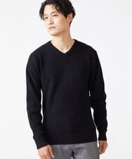 MKFCV60099 MK MICHEL KLEIN HOMME(MKミッシェルクランオム) Vネックニット / ツイルへリンボン ブラック(94)