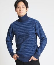 MKFCV61099 MK MICHEL KLEIN HOMME(MKミッシェルクランオム) タートルネックニット / ツイルへリンボン ブルー(55)