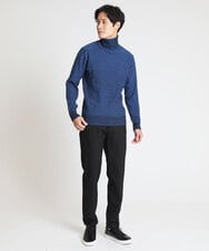 MKFCV61099 MK MICHEL KLEIN HOMME(MKミッシェルクランオム) タートルネックニット / ツイルへリンボン ブルー(55)