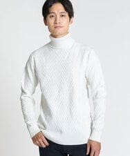 MKFCV61099 MK MICHEL KLEIN HOMME(MKミッシェルクランオム) タートルネックニット / ツイルへリンボン ホワイト(90)