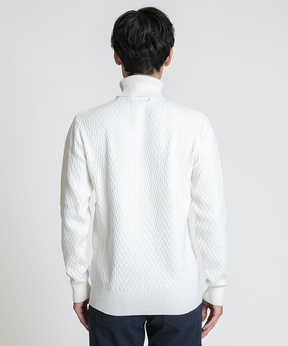 MKFCV61099 MK MICHEL KLEIN HOMME(MKミッシェルクランオム) タートルネックニット / ツイルへリンボン ホワイト(90)
