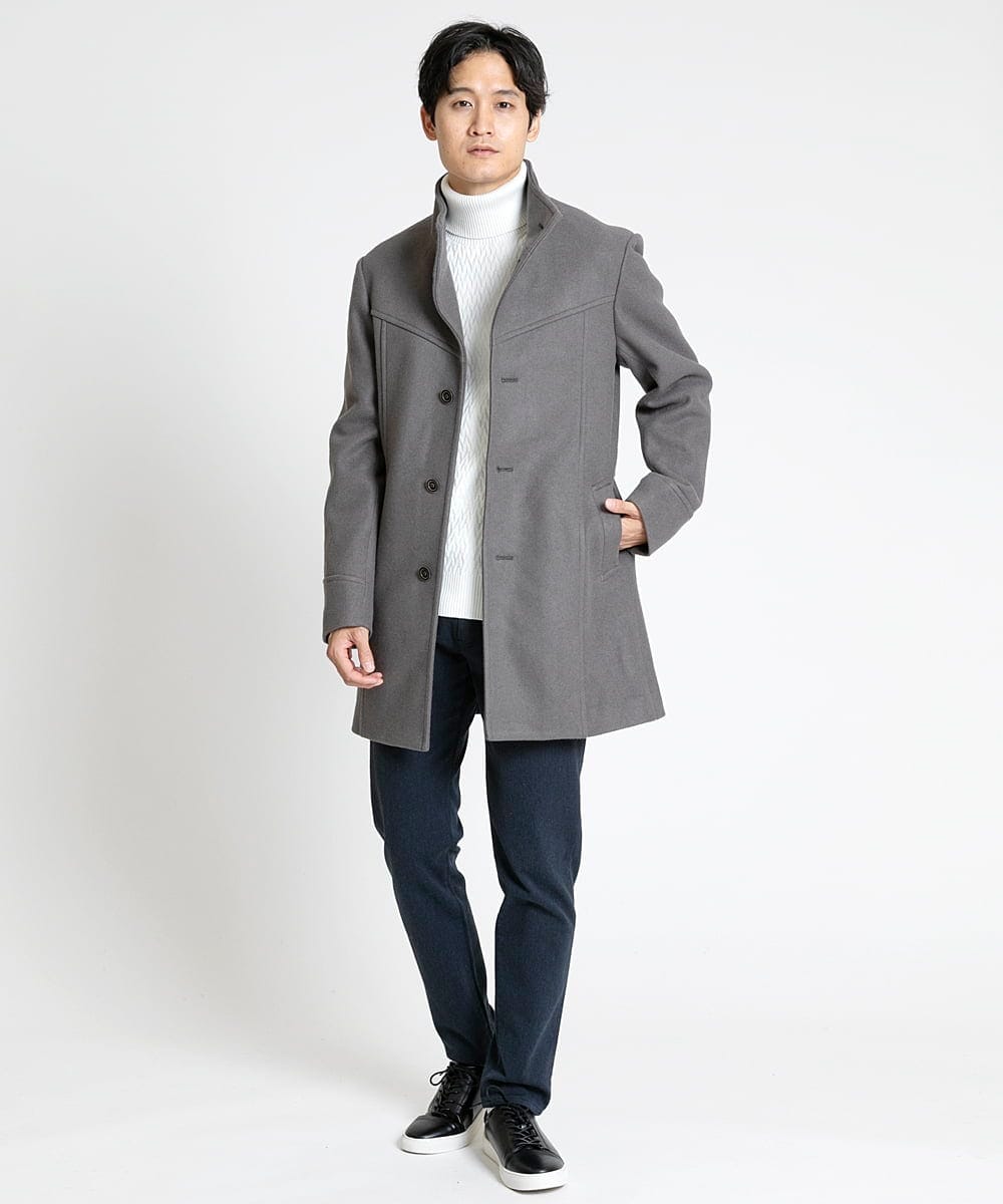 MKFCV61099 MK MICHEL KLEIN HOMME(MKミッシェルクランオム) タートルネックニット / ツイルへリンボン ホワイト(90)