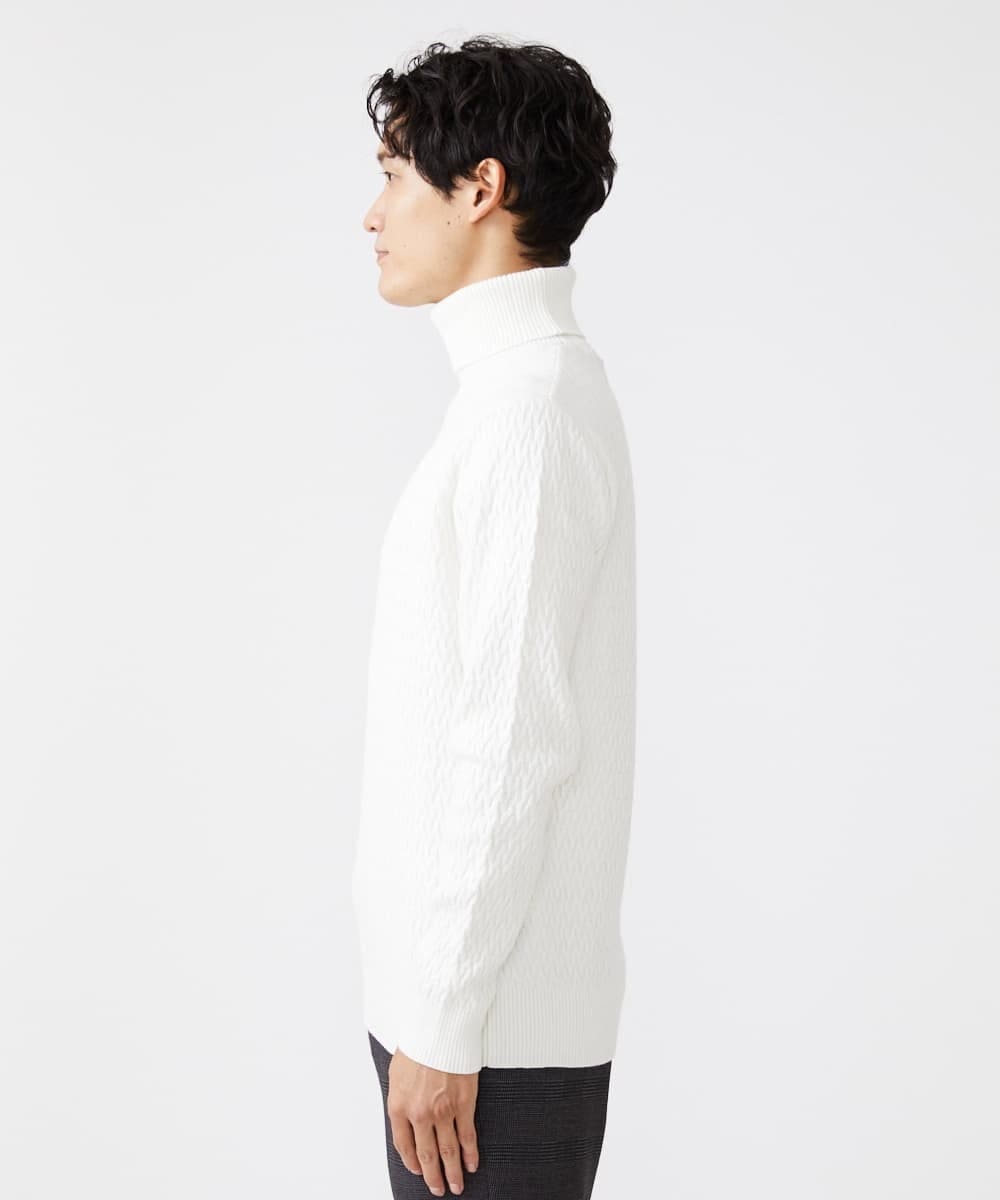MKFCV61099 MK MICHEL KLEIN HOMME(MKミッシェルクランオム) タートルネックニット / ツイルへリンボン ライトグレー(91)