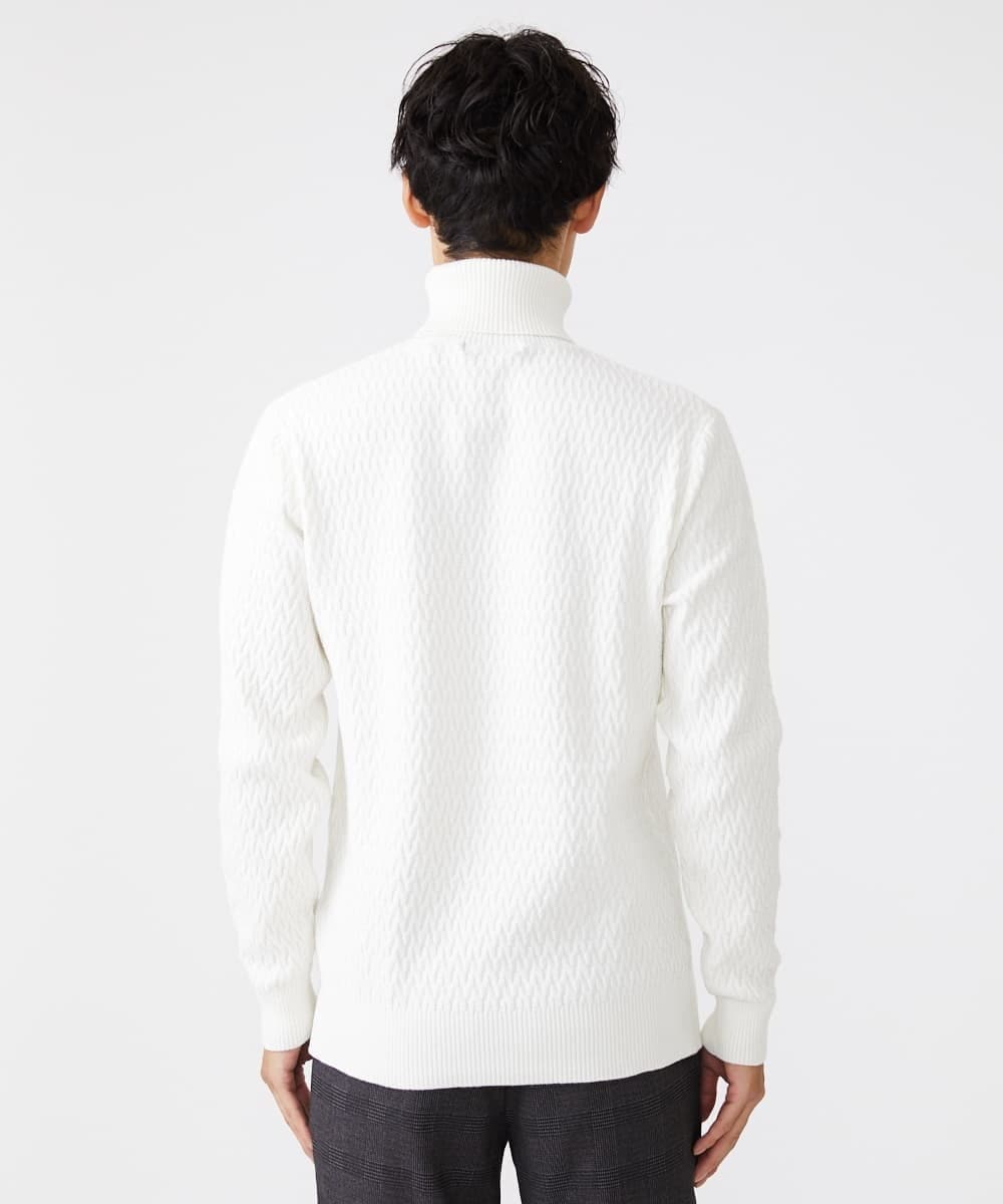 MKFCV61099 MK MICHEL KLEIN HOMME(MKミッシェルクランオム) タートルネックニット / ツイルへリンボン ライトグレー(91)