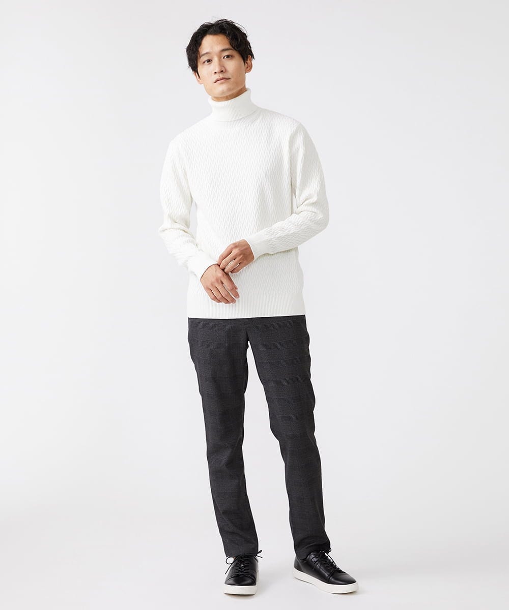 MKFCV61099 MK MICHEL KLEIN HOMME(MKミッシェルクランオム) タートルネックニット / ツイルへリンボン ライトグレー(91)