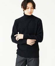 MKFCV61099 MK MICHEL KLEIN HOMME(MKミッシェルクランオム) タートルネックニット / ツイルへリンボン ブラック(94)