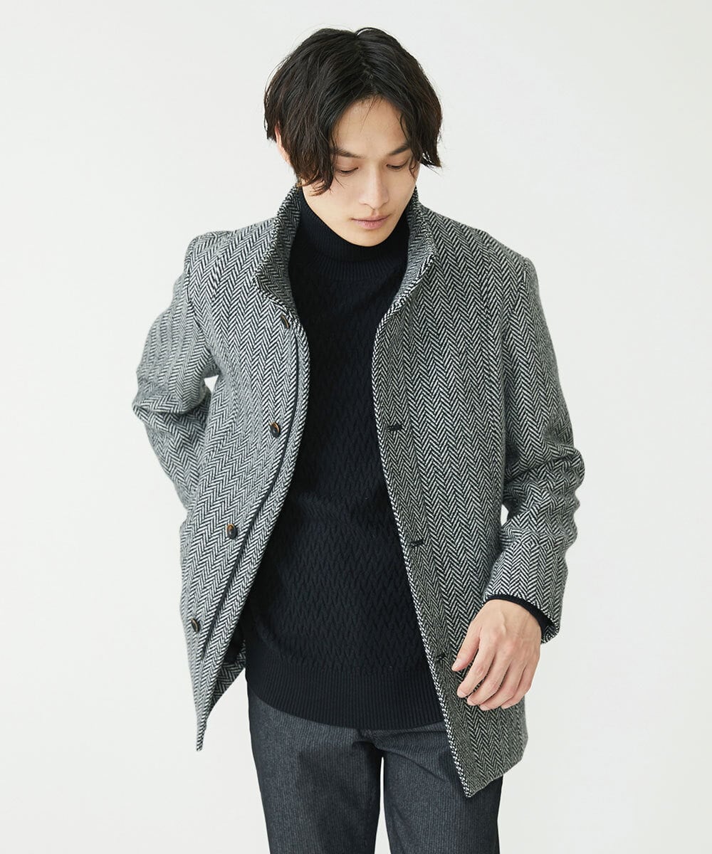 MKFCV61099 MK MICHEL KLEIN HOMME(MKミッシェルクランオム) タートルネックニット / ツイルへリンボン ブラック(94)