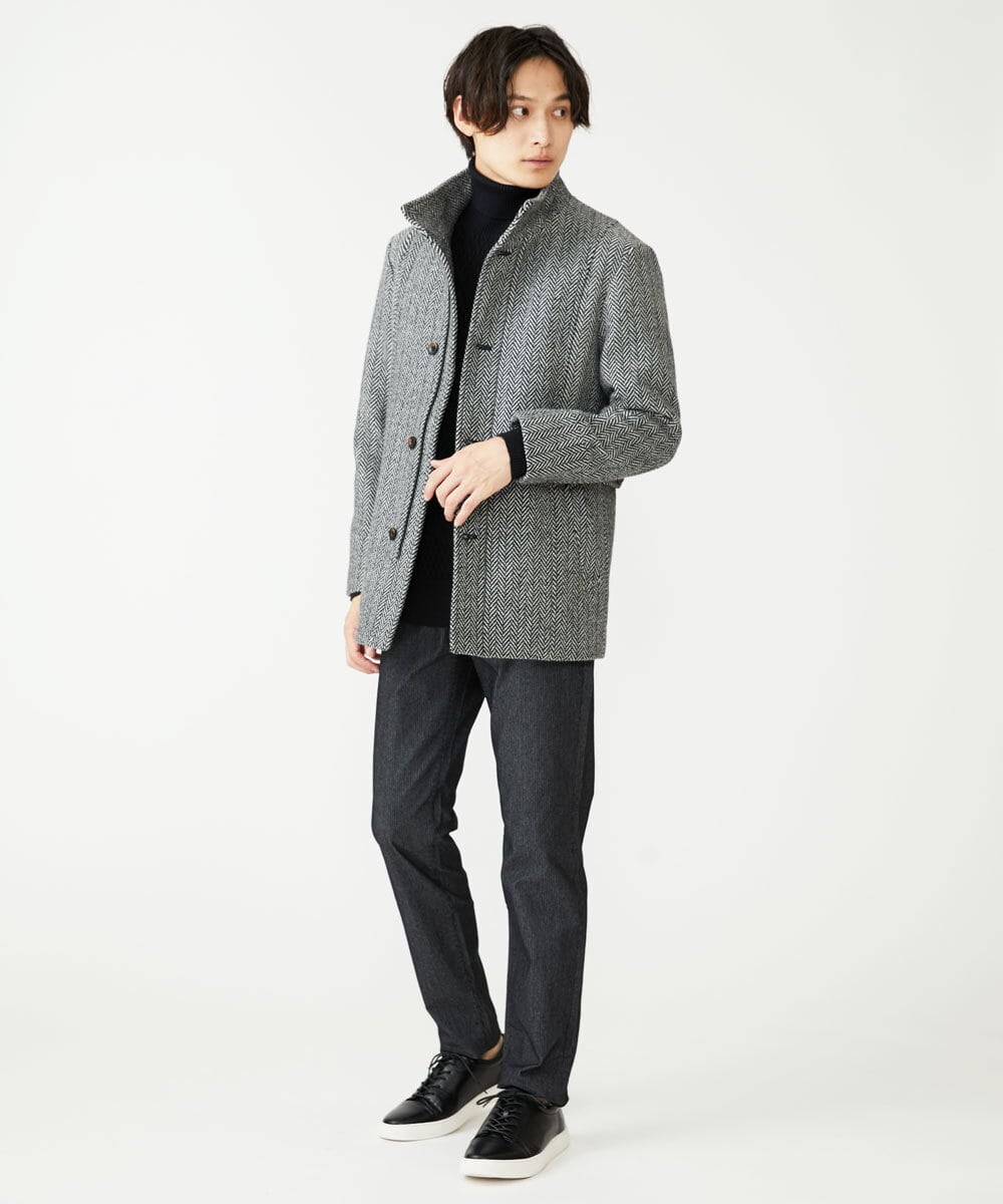 MKFCV61099 MK MICHEL KLEIN HOMME(MKミッシェルクランオム) タートルネックニット / ツイルへリンボン ブラック(94)