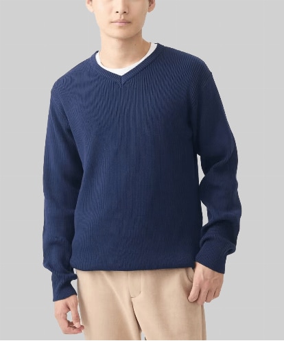 MKFDA65089 MK MICHEL KLEIN HOMME 【在庫限り！/洗える/冬春兼用】Vネックニット/綿タッチポリエステル