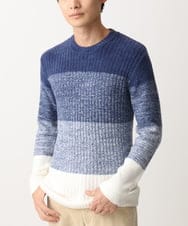 MKFDC21099 MK MICHEL KLEIN HOMME(MKミッシェルクランオム) 【洗える】クルーネックニット / フェザーモールヤーン ネイビー