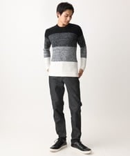 MKFDC21099 MK MICHEL KLEIN HOMME(MKミッシェルクランオム) 【洗える】クルーネックニット / フェザーモールヤーン ネイビー