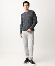 MKFDC21099 MK MICHEL KLEIN HOMME(MKミッシェルクランオム) 【洗える】クルーネックニット / フェザーモールヤーン ネイビー