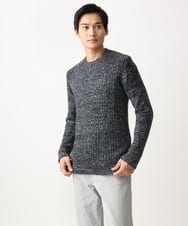 MKFDC21099 MK MICHEL KLEIN HOMME(MKミッシェルクランオム) 【洗える】クルーネックニット / フェザーモールヤーン ネイビー
