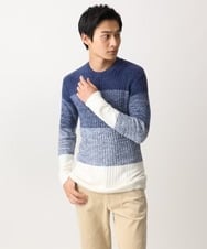 MKFDC21099 MK MICHEL KLEIN HOMME(MKミッシェルクランオム) 【洗える】クルーネックニット / フェザーモールヤーン ネイビー