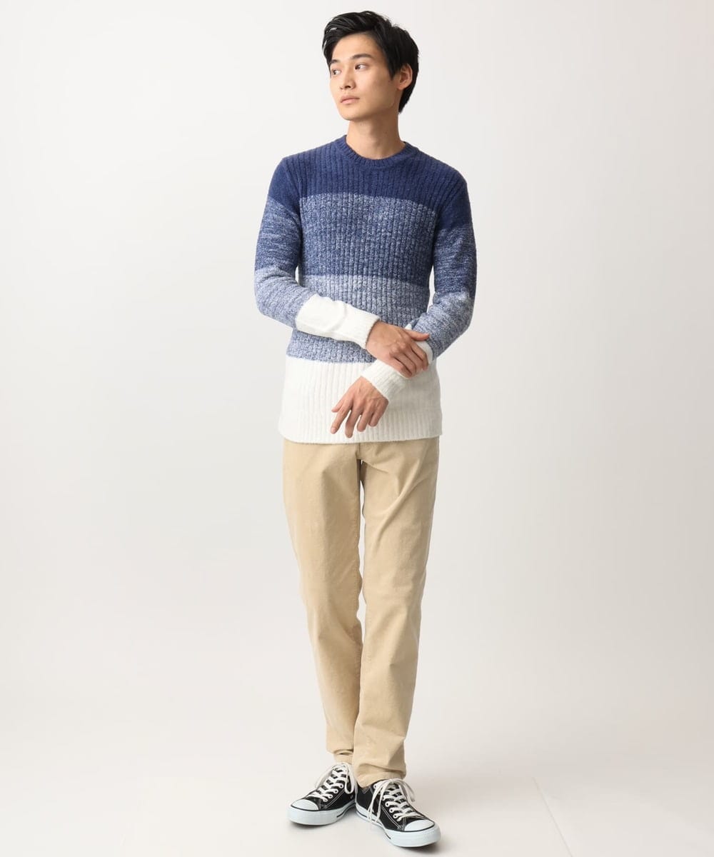 MKFDC21099 MK MICHEL KLEIN HOMME(MKミッシェルクランオム) 【洗える】クルーネックニット / フェザーモールヤーン ネイビー