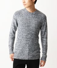 MKFDC21099 MK MICHEL KLEIN HOMME(MKミッシェルクランオム) 【洗える】クルーネックニット / フェザーモールヤーン グレー