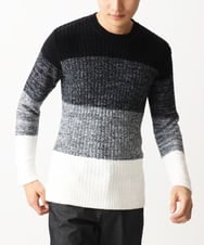 MKFDC21099 MK MICHEL KLEIN HOMME(MKミッシェルクランオム) 【洗える】クルーネックニット / フェザーモールヤーン ブラック