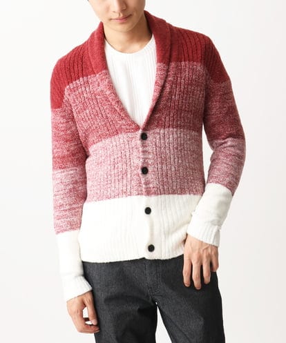 MKFDC22130 MK MICHEL KLEIN HOMME 【5色展開／ギフト／洗える】ショールカラーカーディガン / フェザーモールヤーン