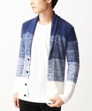 MKFDC22130 MK MICHEL KLEIN HOMME(MKミッシェルクランオム) 【洗える】ショールカラーカーディガン / フェザーモールヤーン ネイビー