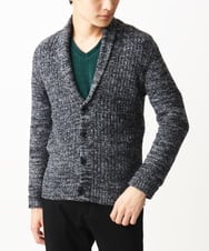 MKFDC22130 MK MICHEL KLEIN HOMME(MKミッシェルクランオム) 【洗える】ショールカラーカーディガン / フェザーモールヤーン ダークグレー