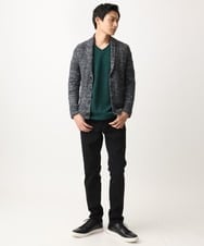 MKFDC22130 MK MICHEL KLEIN HOMME(MKミッシェルクランオム) 【洗える】ショールカラーカーディガン / フェザーモールヤーン ダークグレー