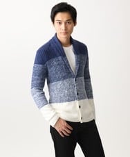 MKFDC22130 MK MICHEL KLEIN HOMME(MKミッシェルクランオム) 【洗える】ショールカラーカーディガン / フェザーモールヤーン ダークグレー