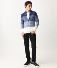 MKFDC22130 MK MICHEL KLEIN HOMME(MKミッシェルクランオム) 【洗える】ショールカラーカーディガン / フェザーモールヤーン ダークグレー