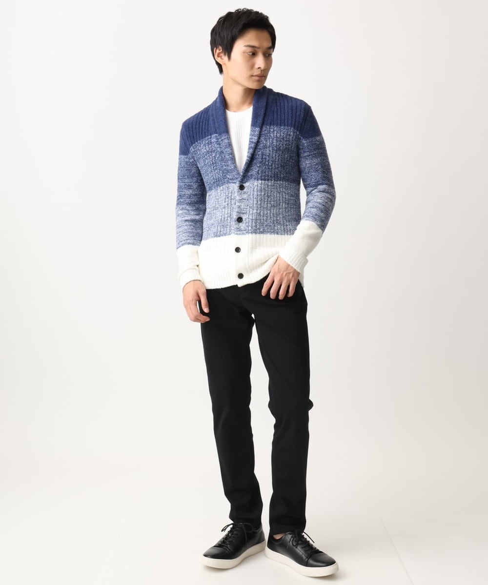 MKFDC22130 MK MICHEL KLEIN HOMME(MKミッシェルクランオム) 【洗える】ショールカラーカーディガン / フェザーモールヤーン ダークグレー