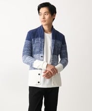 MKFDC22130 MK MICHEL KLEIN HOMME(MKミッシェルクランオム) 【洗える】ショールカラーカーディガン / フェザーモールヤーン ダークグレー