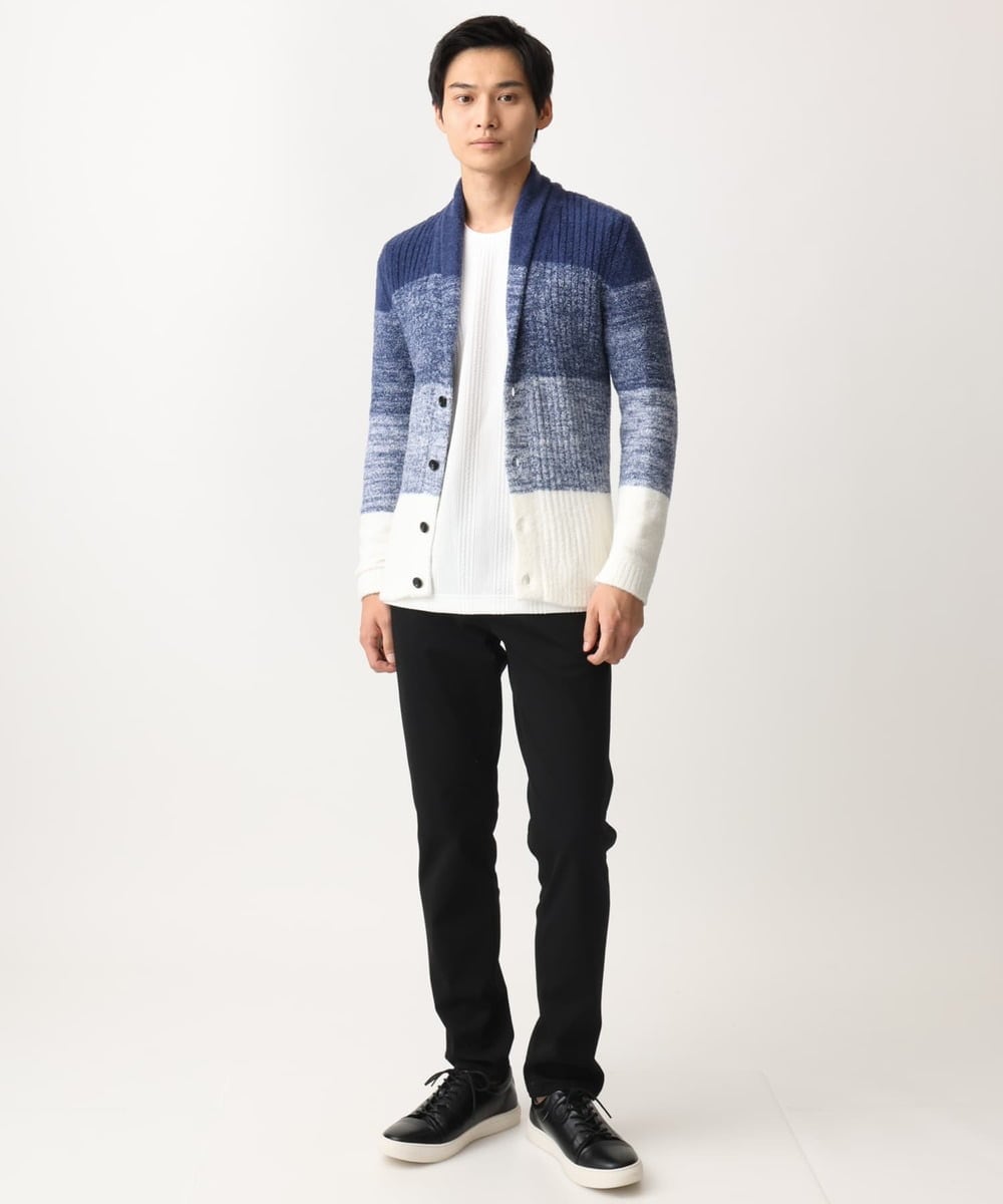 MKFDC22130 MK MICHEL KLEIN HOMME(MKミッシェルクランオム) 【洗える】ショールカラーカーディガン / フェザーモールヤーン ダークグレー
