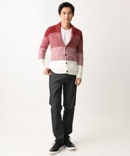 MKFDC22130 MK MICHEL KLEIN HOMME(MKミッシェルクランオム) 【洗える】ショールカラーカーディガン / フェザーモールヤーン ダークグレー