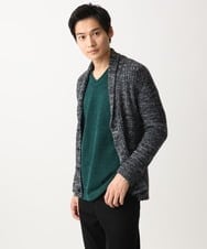 MKFDC22130 MK MICHEL KLEIN HOMME(MKミッシェルクランオム) 【洗える】ショールカラーカーディガン / フェザーモールヤーン ダークグレー