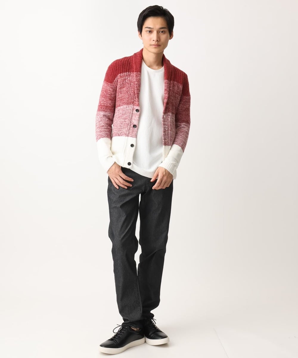 MKFDC22130 MK MICHEL KLEIN HOMME(MKミッシェルクランオム) 【洗える】ショールカラーカーディガン / フェザーモールヤーン ダークグレー