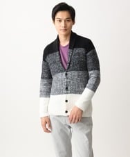 MKFDC22130 MK MICHEL KLEIN HOMME(MKミッシェルクランオム) 【洗える】ショールカラーカーディガン / フェザーモールヤーン ダークグレー